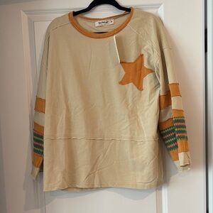 Three Bird Nest Mustard and Cream Top